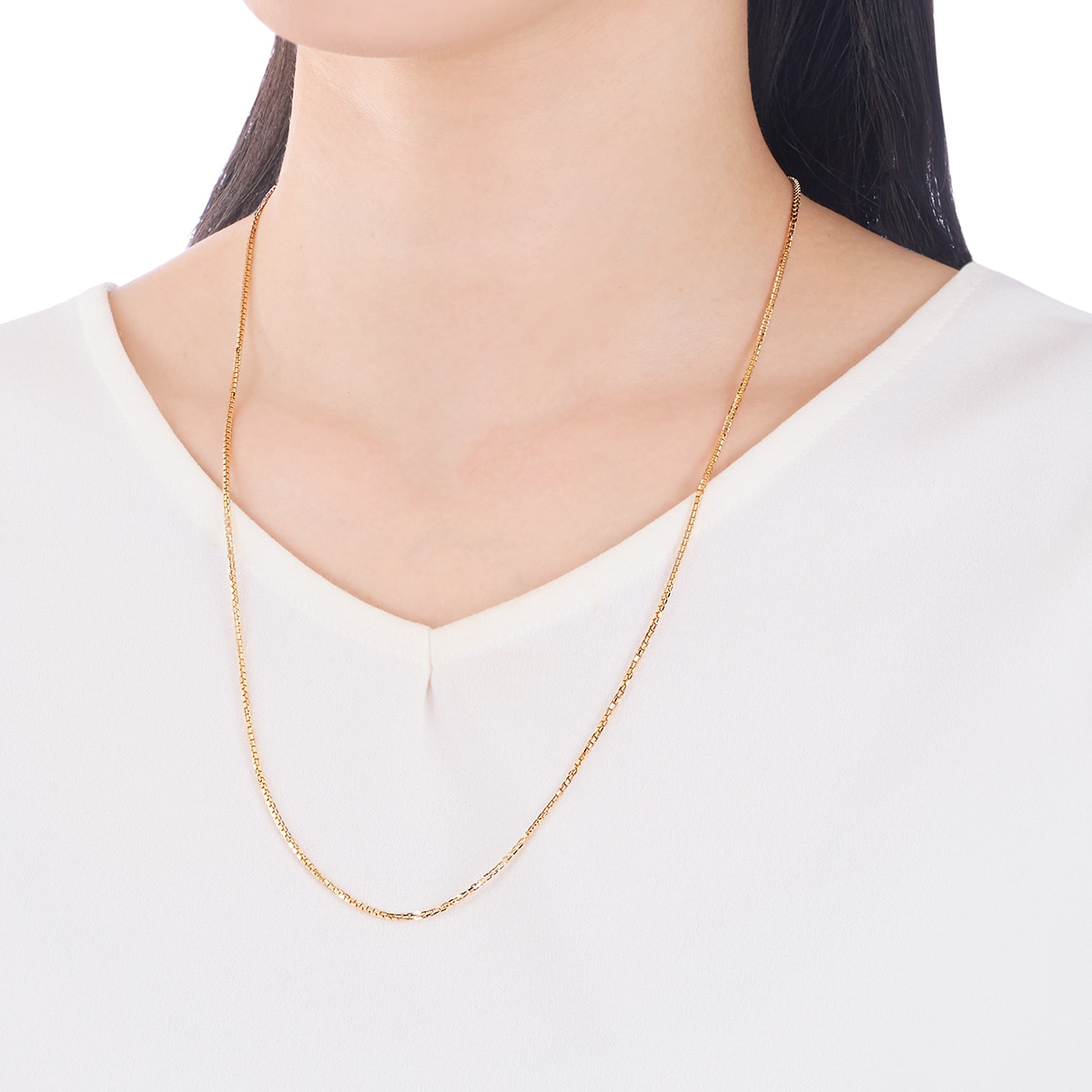 K18�C�G���[�S�[���h�����O�l�b�N���X�i60cm�j